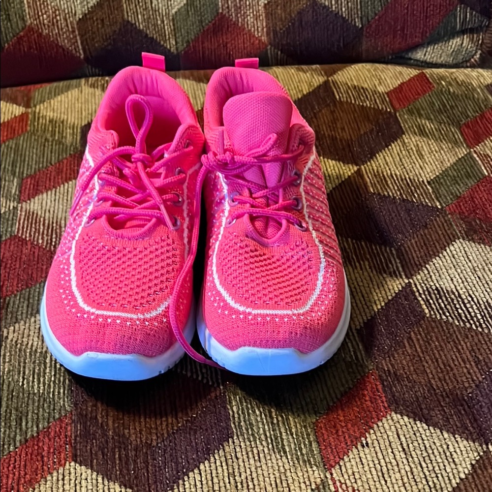 Bright Pink High-Top Sneakers with Contrasting Sole